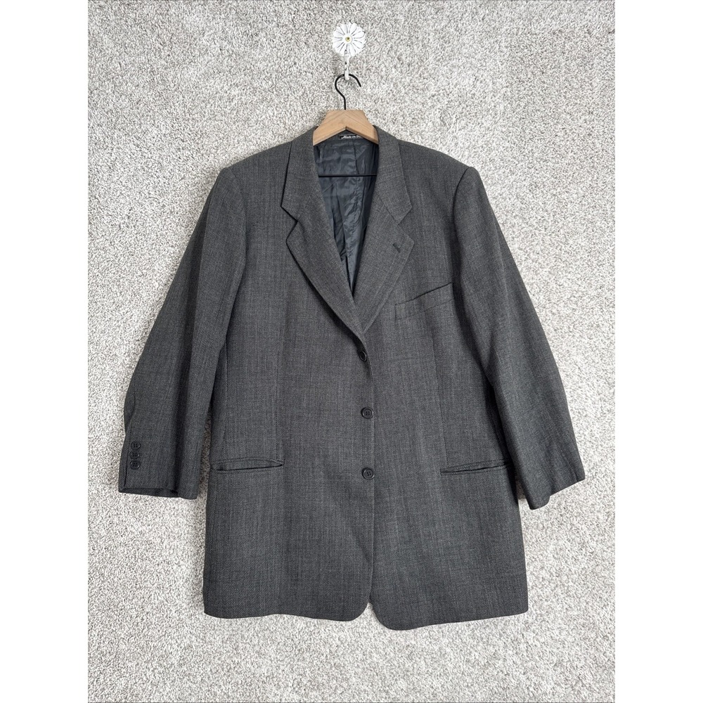 Mani Made In Italy Mens Blazer Jacket 3 Button Gray Wool Armani